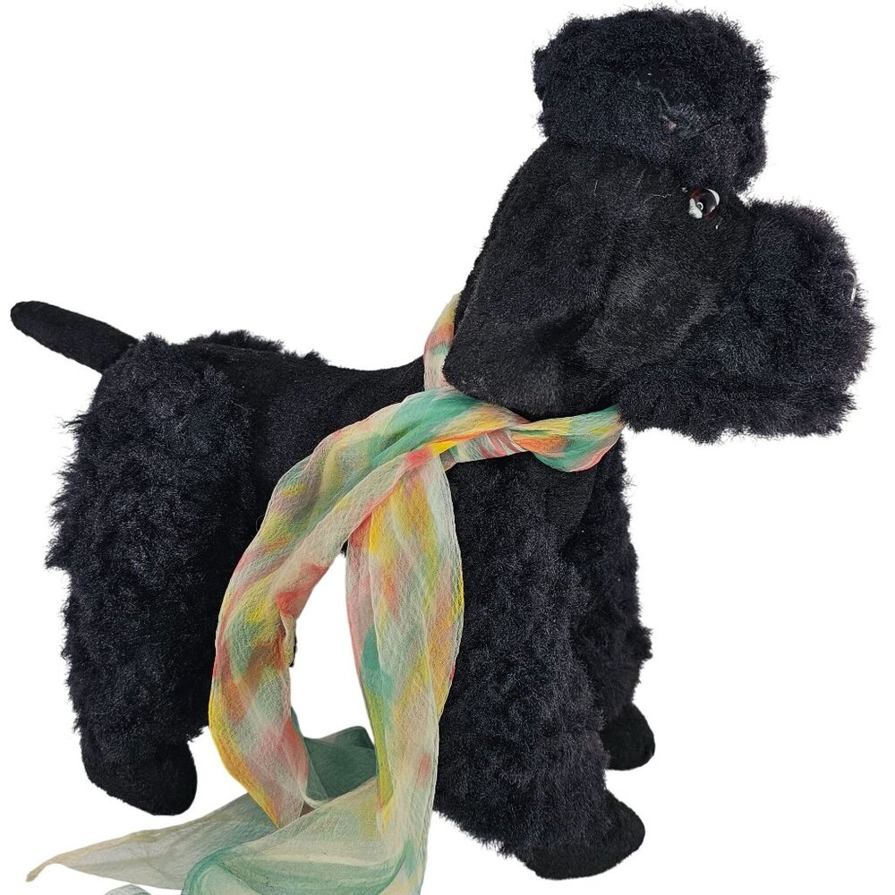 Vintage Steiff Snobby Black Poodle Plush Toy With Scarf 14" AS IS READ
